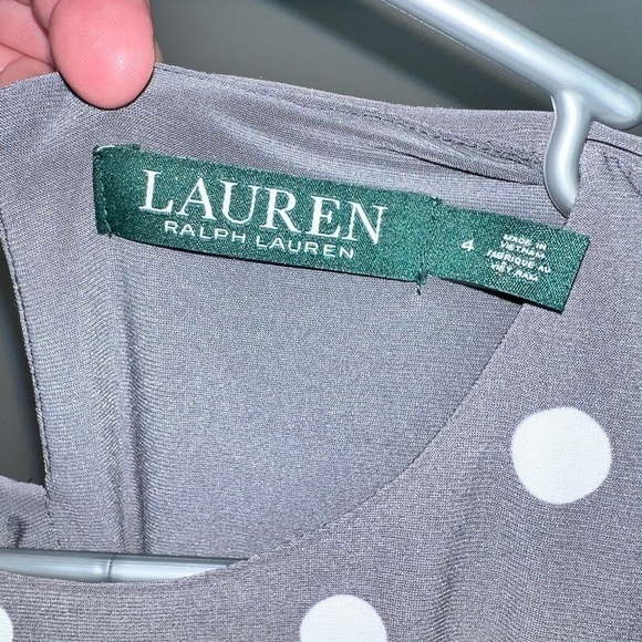 Lauren Ralph Lauren Ladies Grey with White Polka Dot Maxi Dress Size 4 - Picture 3 of 7